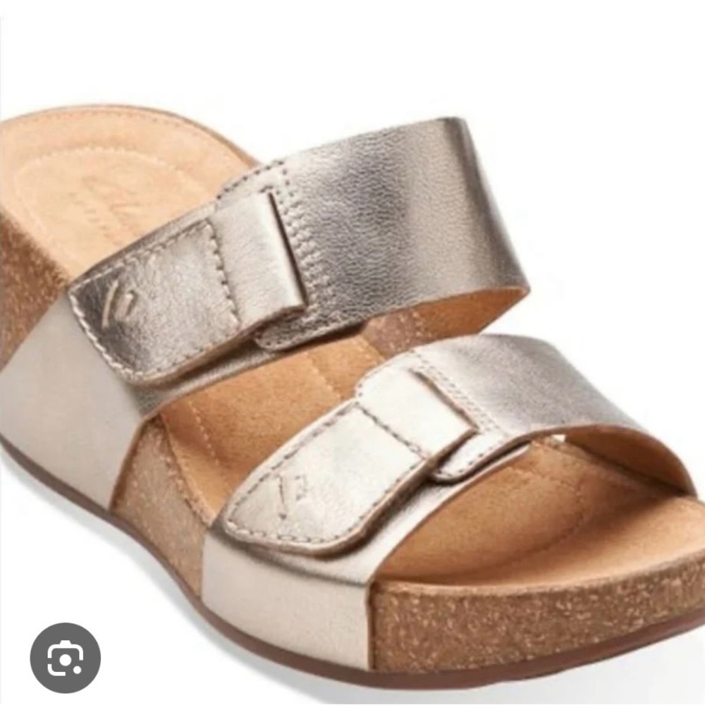 Clarks Silver and Tan Women's Sandals